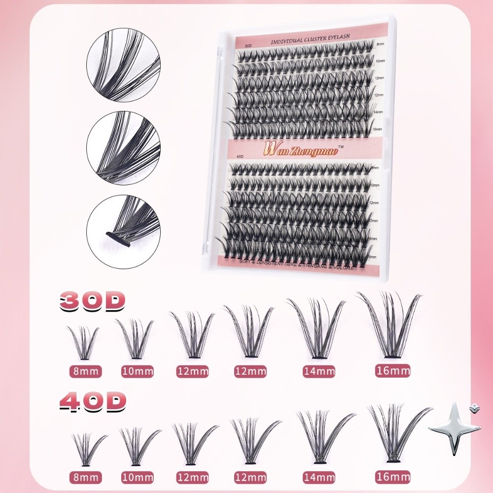 Eyelash Extension Cluster - Bulu Mata Palsu Panjang 8-16mm, Perekat