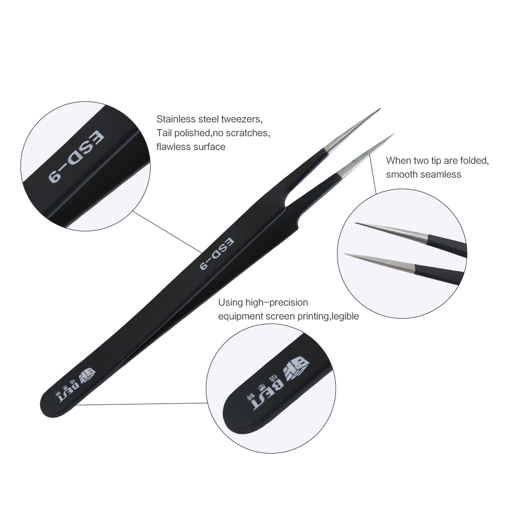 BST-ESD-9 Pinset Anti-statis S - Eyelash Extension In Chinese ulasan dan harga